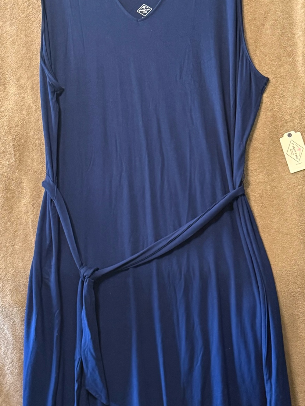 St. John's Bay Navy Sleeveless V-Neck Maxi Dress with Self Tie